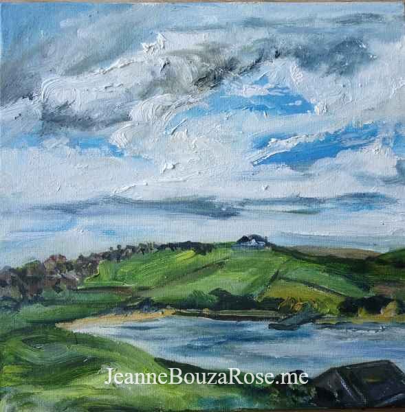 Jeanne Bouza Rose plein air oil: Scapa Beach