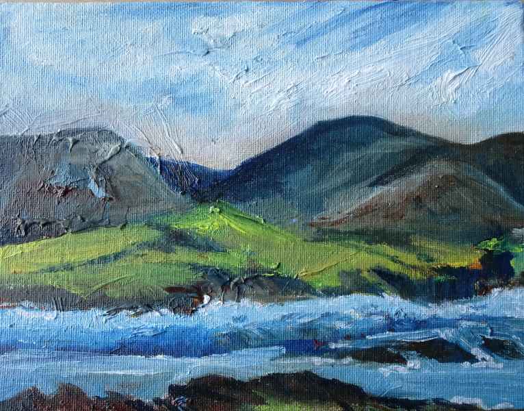 Jeanne Bouza Rose plein air oil: Across the Flow to Hoy